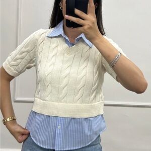 Zara Cream Cable Knit Sweater size M